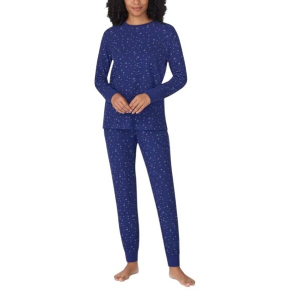 NWOT Midnight by Carole Hochman Thermal Waffle Pajama PJ Set | Navy - Picture 1 of 7